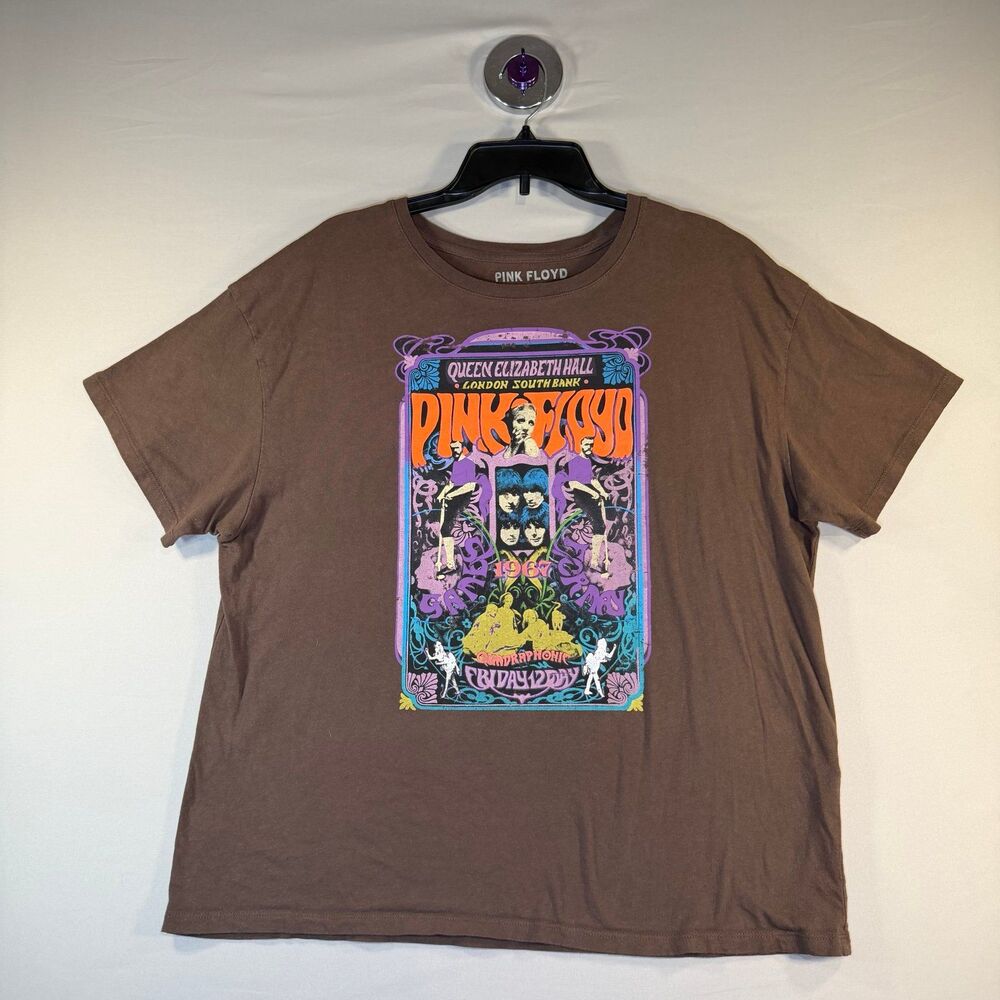 Pink Floyd Queen Elizabeth Hall 1967 Graphic Band T Shirt Brown X-Large